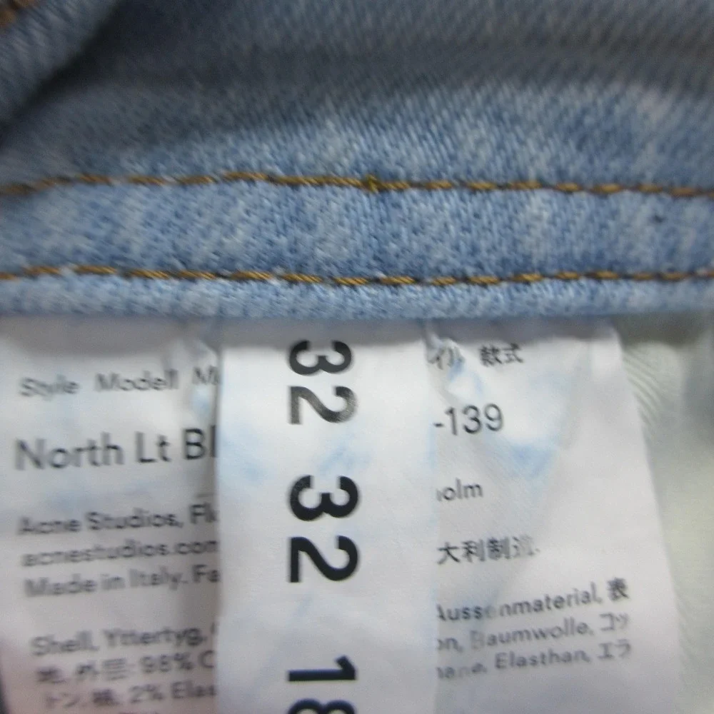 Acne Studios North Lt Blue Jeans Mens 32x28 Light Wash Slim Straight Stretch